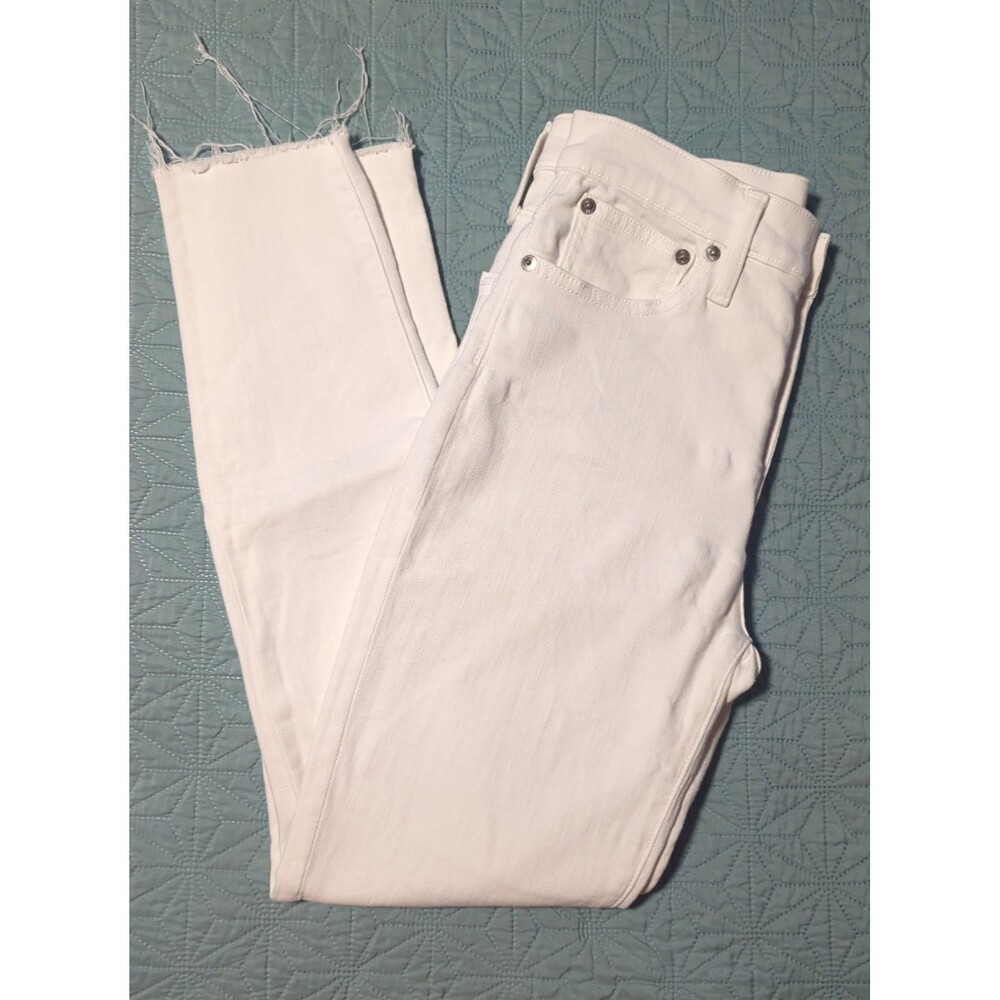 J. Crew 10" High Rise Toothpick Jeans White Sz 27 Preppy Stretch Ankle Length - Picture 2 of 12